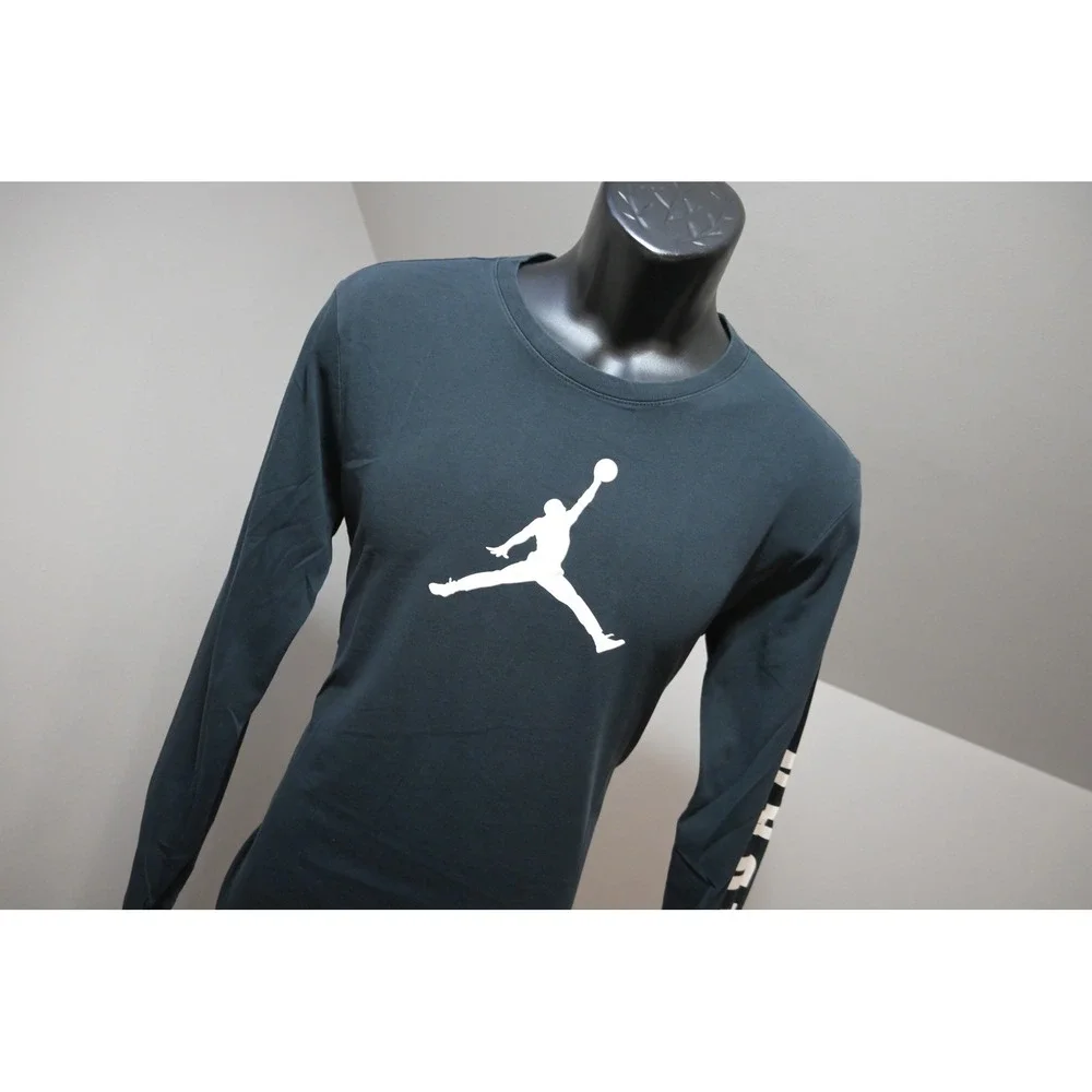 Nike Jordan Dri-FIT Long Sleeve T-Shirt Mens Medium Black Jumpman Graphic EUC